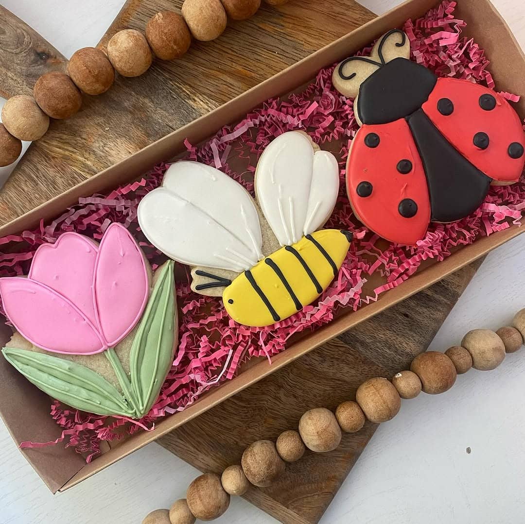 Custom insect-themed sugar cookies by Rose & Sugar
